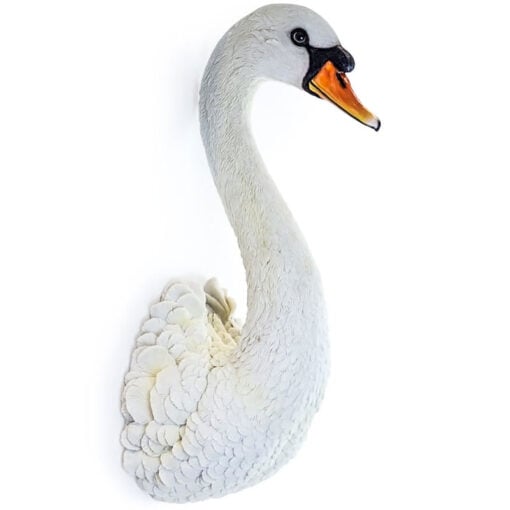 Boho Large White Resin Swan Bird Head Wall Decor 57cm