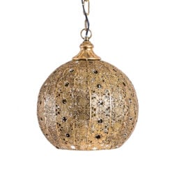 Boho Moroccan Gold Metal Lantern Style Ceiling Pendant Chandelier 30cm