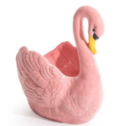 Boho Pink Ceramic Swan Bird Planter Storage Bowl Home Decor 24cm