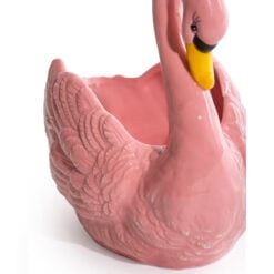 Boho Pink Ceramic Swan Bird Planter Storage Bowl Home Decor 24cm