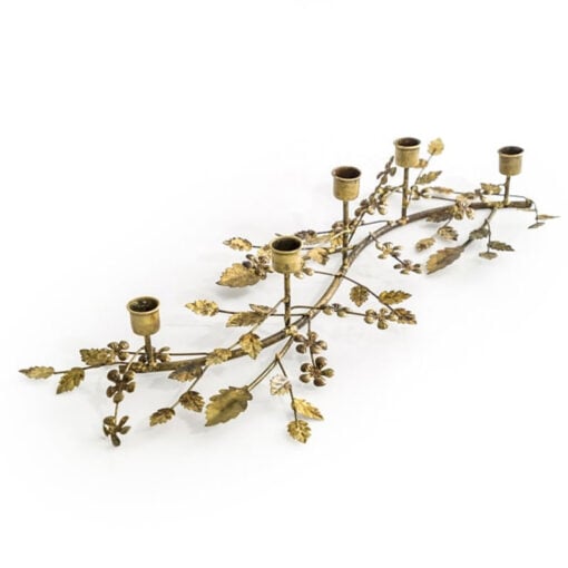 Boho Rustic Gold Metal 5 Candle Tree Branch Candle Holder 53cm