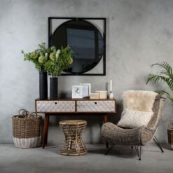 Boho Solid Dark Brown Mango Wood And White Wash Pastel Console Table