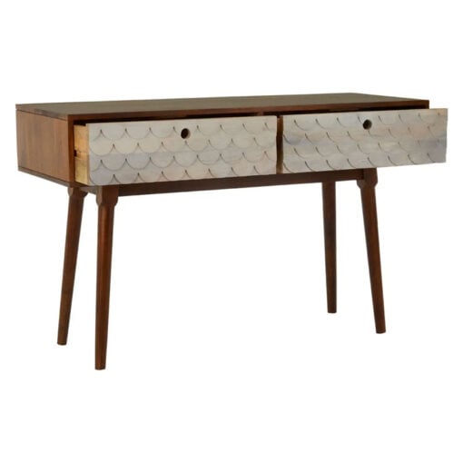 Boho Solid Dark Brown Mango Wood And White Wash Pastel Console Table