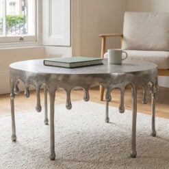 Dali Antique Silver Metal Abstract Drip Coffee Table