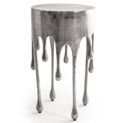 Dali Antique Silver Metal Abstract Drip Side Table End Table