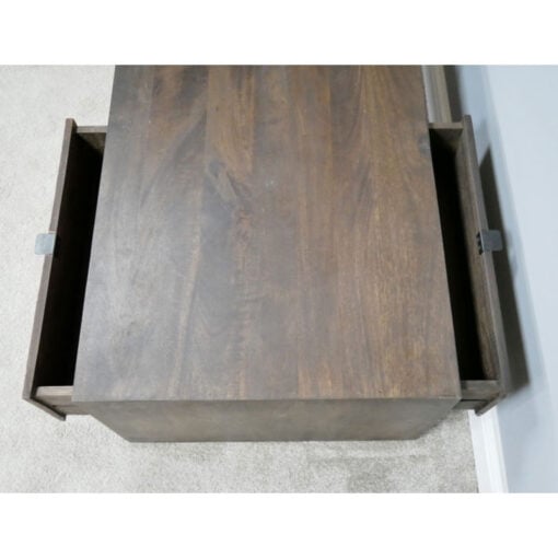 Dark And Light Solid Mango Wood 4 Drawer 2 Tier Coffee Table 110cm