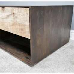 Dark And light Solid Mango Wood 4 Drawer 2 Tier Coffee Table 110cm