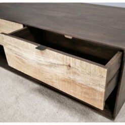 Dark And light Solid Mango Wood 4 Drawer 2 Tier Coffee Table 110cm