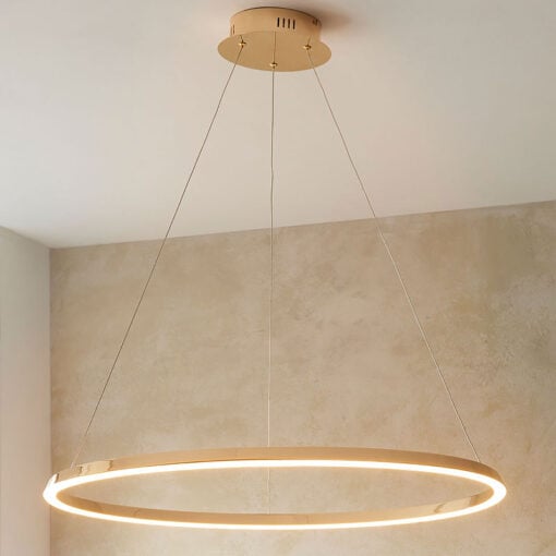 French Gold Metal Contemporary LED Large Ceiling Pendant Chandelier 80cm