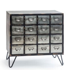 Industrial Black And Silver Metal 16 Drawer Apothecary Chest Cabinet Sideboard