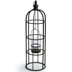 Industrial Black Metal Large Bird Cage Lantern Candle Holder 78cm