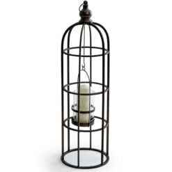 Industrial Black Metal Large Bird Cage Lantern Candle Holder 78cm