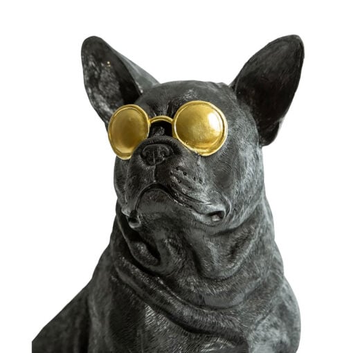 Large Black And Gold Resin Funky Frenchie Bulldog Figure Home Decor 44cm