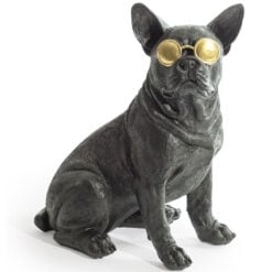 Large Black And Gold Resin Funky Frenchie Bulldog Figure Home Decor 44cm