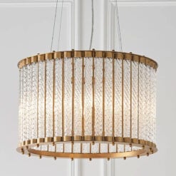 Matt Gold Metal And Twisted Clear Glass Ceiling Pendant Chandelier 50cm