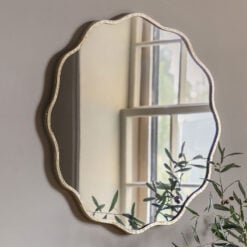 Rustic Gold Metal Wavy Edge Round Wall Mirror 82cm