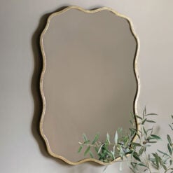 Rustic Gold Metal Wavy Edge Wall Mirror 95cm