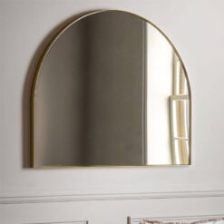 Semi-circle Over Mantle Gold Metal Wall Mirror 110cm