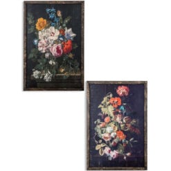 Set Of 2 Retro Boho Antique Floral Large Prints Wall Decor 120cm