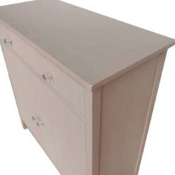 Taupe Pine Wood 2 Door 1 Drawer Slim Sideboard Cabinet With Silver Handles 75cm