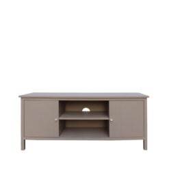 Taupe Pine Wood 2 Door TV Stand Media Unit With Silver Handles 120cm