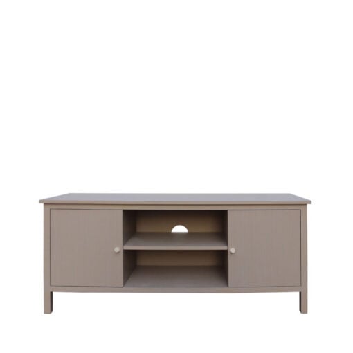 Taupe Pine Wood 2 Door TV Stand Media Unit With Silver Handles 120cm