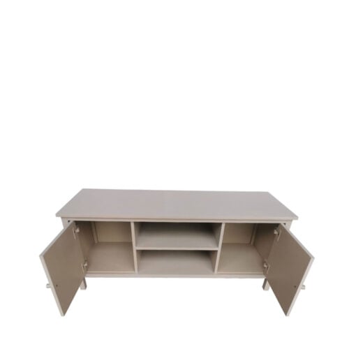 Taupe Pine Wood 2 Door TV Stand Media Unit With Silver Handles 120cm