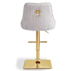 Taupe Velvet And Gold Metal Bar Stool With Gold Square Knocker