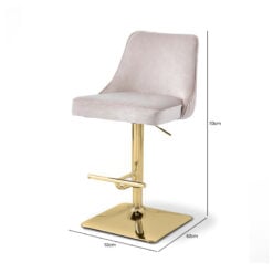 Taupe Velvet And Gold Metal Bar Stool With Gold Square Knocker