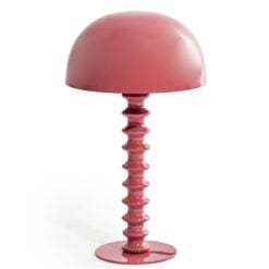 Terracotta Pink Metal Large Ribbed Table Lamp Desk Lamp 50cm