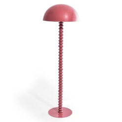 Terracotta Pink Metal Ribbed Floor Lamp 151cm