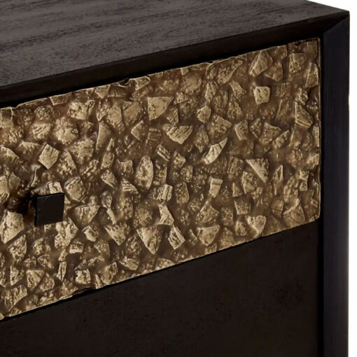 Boho 5 Drawer Solid Mango Wood Black Tall Chest Of Drawers 112cm