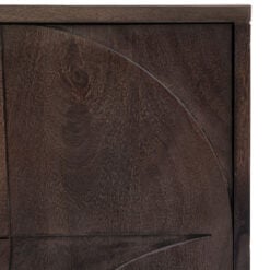 Boho Bauhaus Solid Dark Mango Wood Carved Large Sideboard TV Stand With Antique Gold Metal Feet 180cm