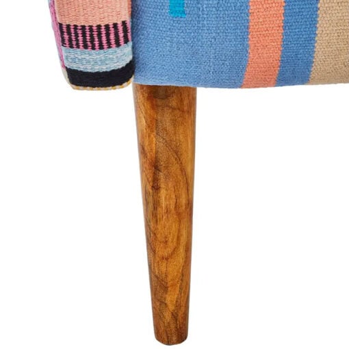 Boho Berber Multicolour Armchair Accent Chair With Solid Mango Wood Legs