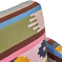 Boho Berber Multicolour Armchair Accent Chair With Solid Mango Wood Legs