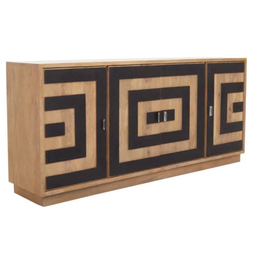 Boho Black And Natural Solid Mango Wood 4 Door Extra Large Sideboard 200cm