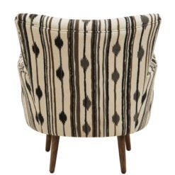 Boho Black And White Linear Diamond Pattern Armchair With Solid Mango Wood Legs