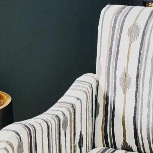 Boho Black And White Two Tonal Cotton And Solid Mango Wood Armchair Accent Chair