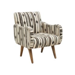 Boho Black And White Two Tonal Cotton And Solid Mango Wood Armchair Accent Chair