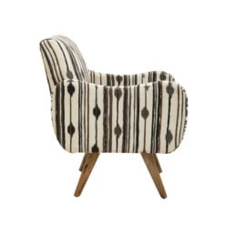 Boho Black And White Two Tonal Cotton And Solid Mango Wood Armchair Accent Chair