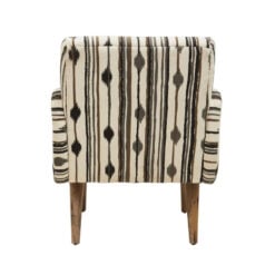 Boho Black And White Two Tonal Cotton And Solid Mango Wood Armchair Accent Chair