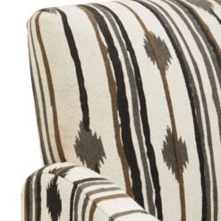 Boho Black And White Two Tonal Cotton And Solid Mango Wood Armchair Accent Chair