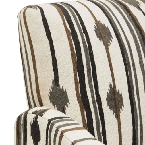 Boho Black And White Two Tonal Cotton And Solid Mango Wood Armchair Accent Chair