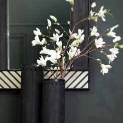 Boho Black Lattice Pattern Solid Mango Wood Wall Mirror 90cm