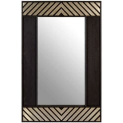 Boho Black Lattice Pattern Solid Mango Wood Wall Mirror 90cm