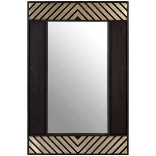 Boho Black Lattice Pattern Solid Mango Wood Wall Mirror 90cm