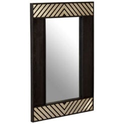 Boho Black Lattice Pattern Solid Mango Wood Wall Mirror 90cm