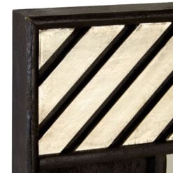 Boho Black Lattice Pattern Solid Mango Wood Wall Mirror 90cm