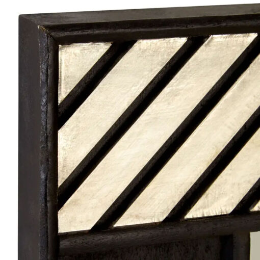 Boho Black Lattice Pattern Solid Mango Wood Wall Mirror 90cm