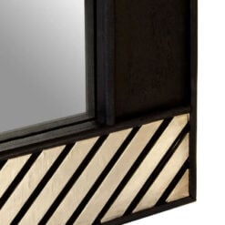 Boho Black Lattice Pattern Solid Mango Wood Wall Mirror 90cm